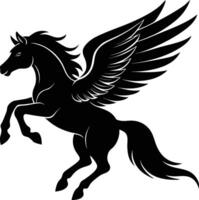 illustration image of a silhouette of a mythical creature of pegasus on a white background. vector