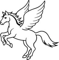 illustration image of a silhouette of a mythical creature of pegasus on a white background. vector