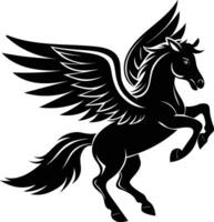 illustration image of a silhouette of a mythical creature of pegasus on a white background. vector