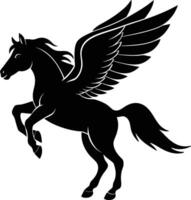 illustration image of a silhouette of a mythical creature of pegasus on a white background. vector