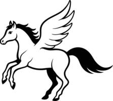 illustration image of a silhouette of a mythical creature of pegasus on a white background. vector