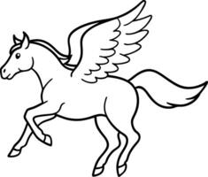 illustration image of a silhouette of a mythical creature of pegasus on a white background. vector