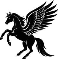 illustration image of a silhouette of a mythical creature of pegasus on a white background. vector