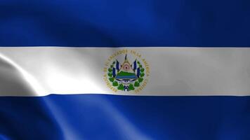 Salvadoran flag in the wind. Detailed fabric texture. video