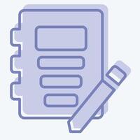 Icon Note Book. related to Book symbol. two tone style. simple design illustration vector