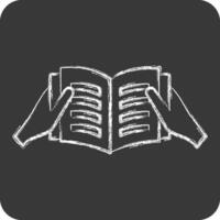 Icon Read A Book. related to Book symbol. chalk Style. simple design illustration vector