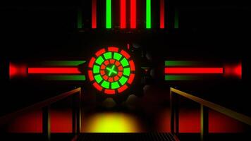 Red and Green Neon Vault X Door Background VJ Loop in 4K video