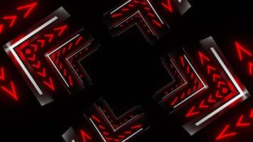 Red and White Neon Pulsing Square Tunnel Background VJ Loop in 4K video