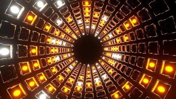 Orange and White Strobe Mirrored Square Elements Tunnel Background VJ Loop in 4K video