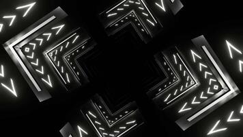 White Neon Pulsing Square Tunnel Background VJ Loop in 4K video
