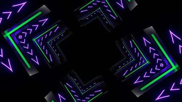 Purple and Turquoise Neon Pulsing Square Tunnel Background VJ Loop in 4K video