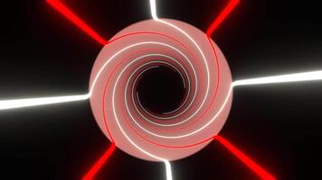 Red and White Rotating Spiral Lines Background VJ Loop in 4K video