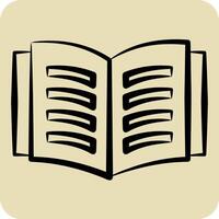 Icon Open Book. related to Book symbol. hand drawn style. simple design illustration vector