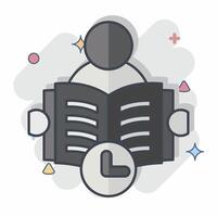 Icon Reading Time. related to Book symbol. comic style. simple design illustration vector