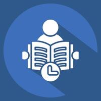 Icon Reading Time. related to Book symbol. long shadow style. simple design illustration vector