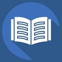 Icon Open Book. related to Book symbol. long shadow style. simple design illustration vector