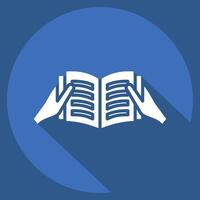 Icon Read A Book. related to Book symbol. long shadow style. simple design illustration vector