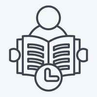 Icon Reading Time. related to Book symbol. line style. simple design illustration vector