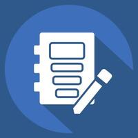 Icon Note Book. related to Book symbol. long shadow style. simple design illustration vector