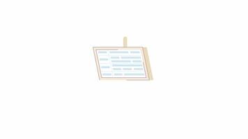 Airport info board screen 2D object animation. Information for passengers in terminal flat cartoon 4K , transparent alpha channel. Digital monitor animated element on white background video