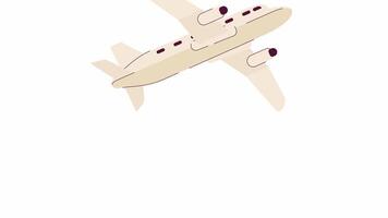 en volant passager avion 2d objet animation. vol à l'étranger. moderne sûr avion plat dessin animé 4k , transparent alpha canaliser. en voyageant par avion Animé élément sur blanc Contexte video