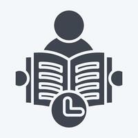 Icon Reading Time. related to Book symbol. glyph style. simple design illustration vector
