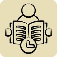 Icon Reading Time. related to Book symbol. hand drawn style. simple design illustration vector