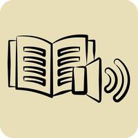 Icon Audio Book. related to Book symbol. hand drawn style. simple design illustration vector