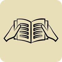 Icon Read A Book. related to Book symbol. hand drawn style. simple design illustration vector