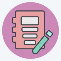 Icon Note Book. related to Book symbol. color mate style. simple design illustration vector
