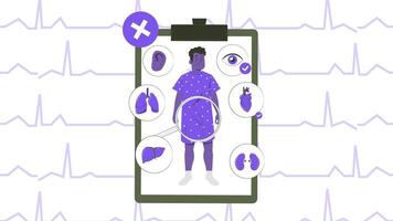 Medical Checkup Person with Smartphone and Heart Monitor Animation video