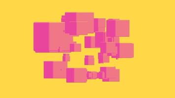 loop animated abstract motion 3D many pink blocks with orange background video