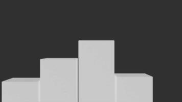 3D loop animation of rising gray chart blocks, with black background, soft style video