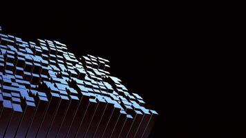 3D loop animation, random abstract waves of squares, on a black background video