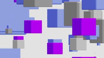 ciclo animado abstrato 3d fundo com muitos diferente blocos dentro azul e roxa cores video