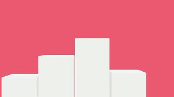 3D loop animation of rising white chart blocks, with red background, soft style video