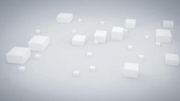 3d animação branco geométrico fundo com cubos, animação movimento, ciclo animação video