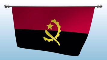Angola Flag Hanging On A Horizontal Metal Pole video