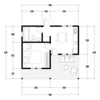 Floor plan blueprint, Figure of the jotting sketch of the construction and the industrial skeleton of the structure and dimensions. vector