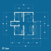 Floor plan blueprint, Figure of the jotting sketch of the construction and the industrial skeleton of the structure and dimensions. vector