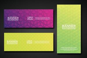 Set banner backgrounds with modern geometric lines textured pattern and colorful dynamic gradation vector