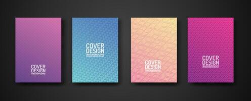 set cover design template with modern geometric lines textured pattern and colorful dynamic gradation vector