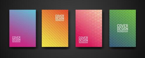 set cover design template with modern geometric lines textured pattern and colorful dynamic gradation vector