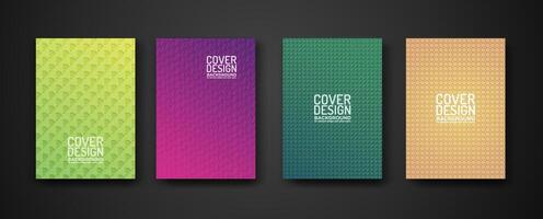 set cover design template with modern geometric lines textured pattern and colorful dynamic gradation vector
