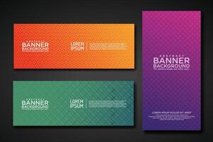 Set banner backgrounds with modern geometric lines textured pattern and colorful dynamic gradation vector