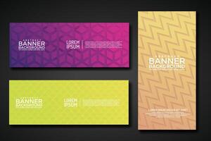 Set banner backgrounds with modern geometric lines textured pattern and colorful dynamic gradation vector
