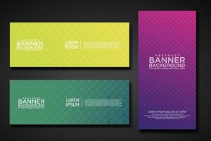 Set banner backgrounds with modern geometric lines textured pattern and colorful dynamic gradation vector