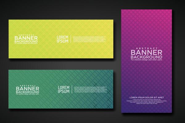 Set banner backgrounds with modern geometric lines textured pattern and colorful dynamic gradation