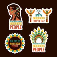 Indigenous People Day Label Flat Cartoon Hand Drawn Templates Background Illustration vector