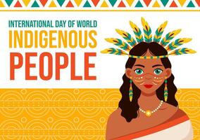Indigenous People Day Social Media Background Flat Cartoon Hand Drawn Templates Illustration vector